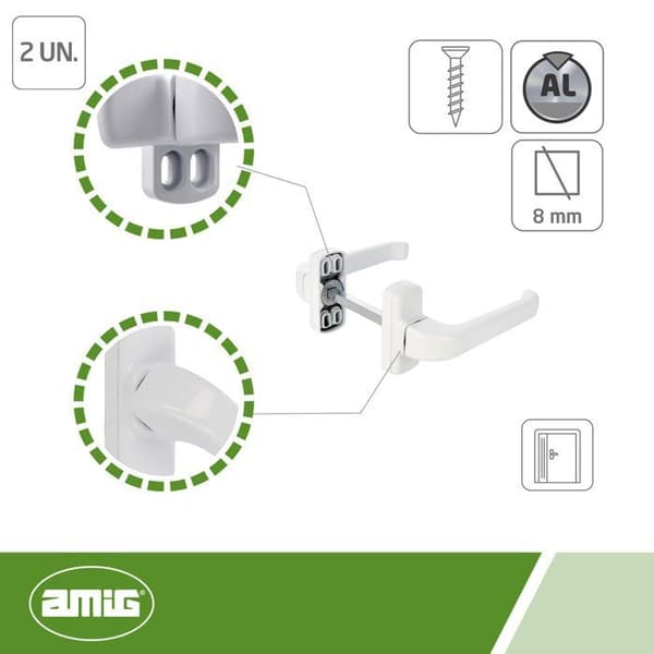 AMIG 19245 | EPSILON aluminiumhandtag | 132 x 70 mm | Aluminium | Vit