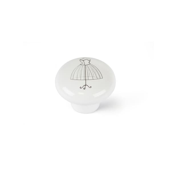 Blisterförpackning med 4 runda porslinsmöbelknoppar illustrerad finish mod.e817 ø40mm rei.