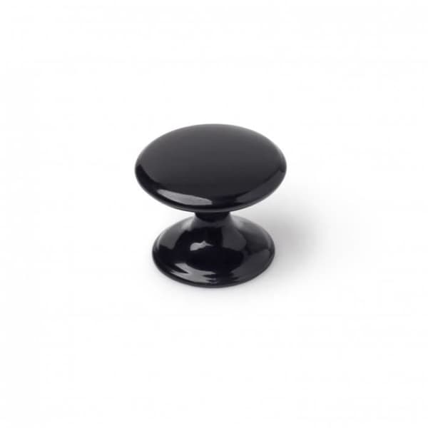 Runda målade zamak möbelknoppar - Set om 4 - Svart - H.27 x l.33 x D.33 mm