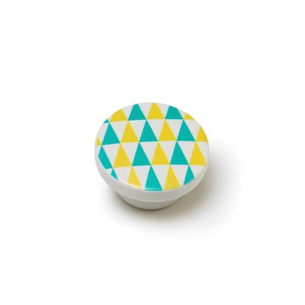Runda möbelknoppar - REI - MOD.E223 - Bokträ - Blå finish - Ø38 mm
