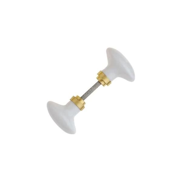 Ensemble dörrknoppar oliv porslin vit - ALPERTEC - På rosett - Dubbel - 120 mm - Halvvändning