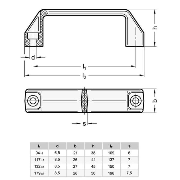 Dörrhandtag Ganter normelement - GN 528-PA-132-8,5-SW