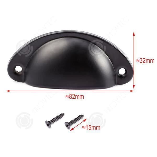 INN® Set med 24 handtag 82 mm Metallmöbler Lådskåp Svart Inskruvade Möbelknoppar Skal Byrå Vintage Retro Kök