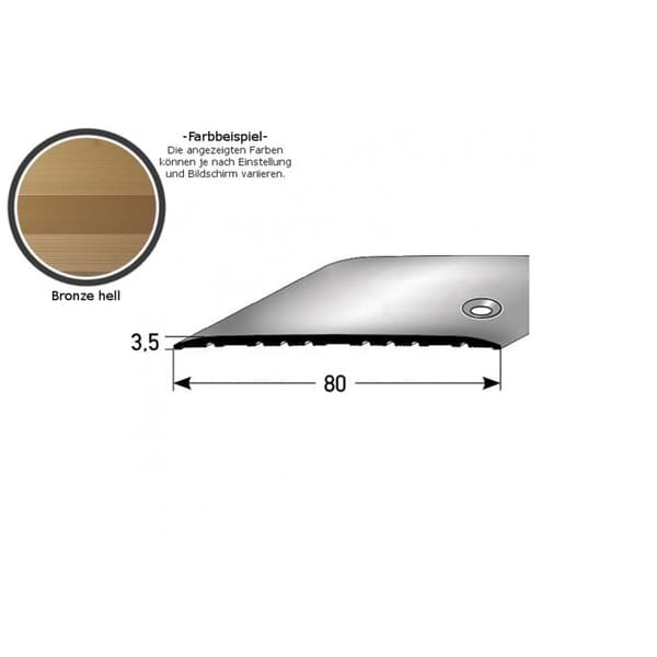 Tröskelstång Alu anodiserad L 80 mm H 3.5 mm Genomgående på sidan