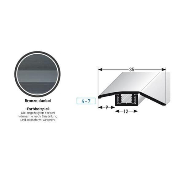 Retrofit profil | laminat tröskel bar | höjd 4 - 7 mm | Anodiserad aluminium | Färg: guld | Längd:1000 mm | Bredd: 35 mm