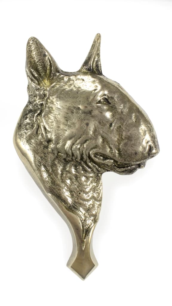 Bull terrier, Bull Terrier - dørhammer i form af et hundehoved, dørhammer af messing, retro dørdekoration af Art-Dog
