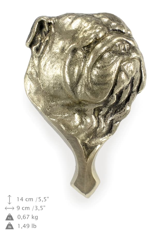 Bulldog - dørhammer i form af et hundehoved, dørhammer af messing, retro dørdekoration af Art-Dog