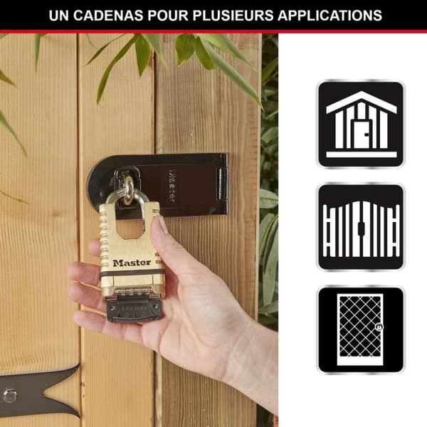 MASTER LOCK Hänglås med hög säkerhet, massivt mässing [Skyddad bygel] [en kombination] M1177EURD