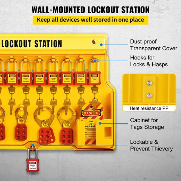 58st lockout tagout kit, flera låsningar, höghållfasta lås, 6 hål hasp, perfekt för flera uppgifter