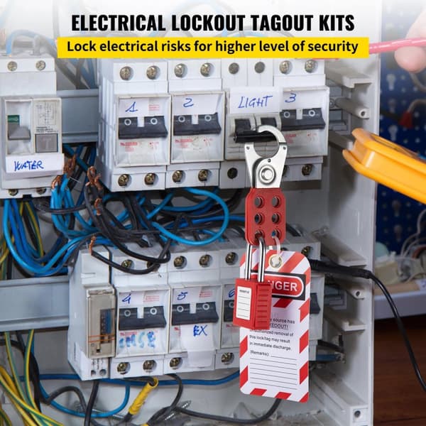 58st lockout tagout kit, flera låsningar, höghållfasta lås, 6 hål hasp, perfekt för flera uppgifter