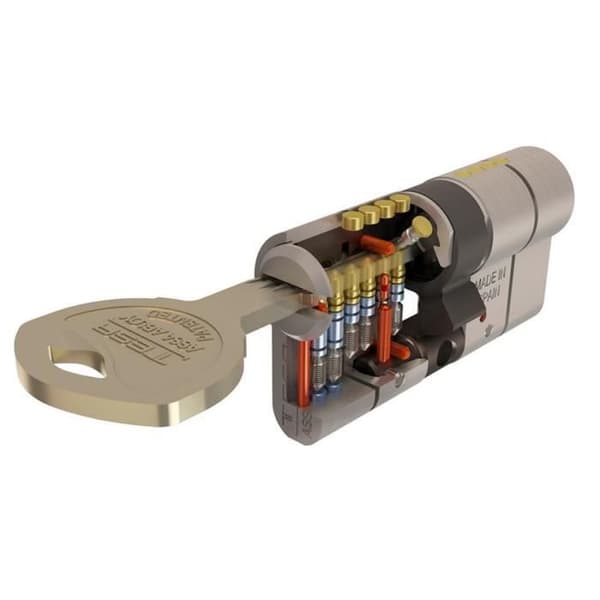 Cilindro Tesa Seguridad T70 35x35 Latonado Leva Larga