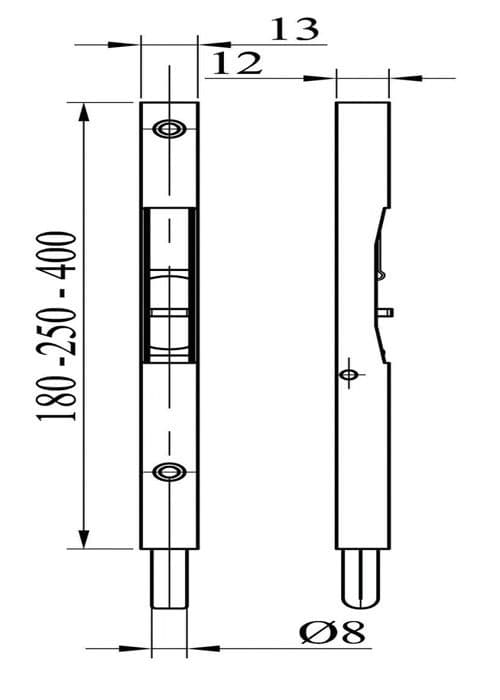 Infälld spärr 250 mm vit zinkpläterad - MAP - 120250