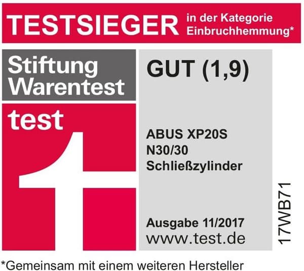 Abus - 73738 - Dörrcylinder XP20SN 40/50 mm, Dubbel ingång, Nickel, Set med 5 delar