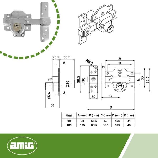 Lås - pipa - cylinder - lås Amig - 23120