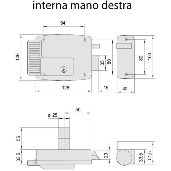 Elektriskt lås - 12 V - Galvaniserad - Cisa silver 11721501 12V