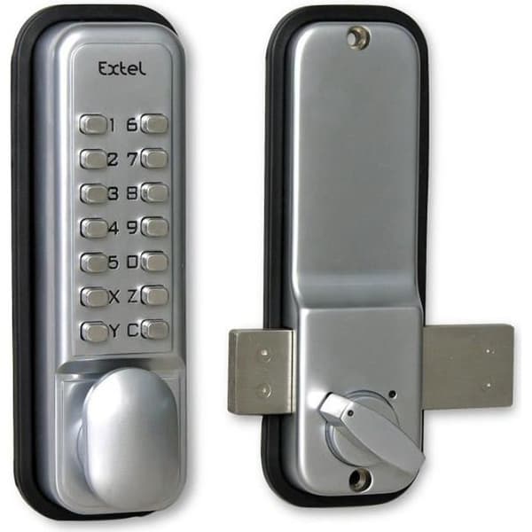 Lås - EXTEL - Utanpåliggande lås med knappsats WECA 109057 - Kodad - Grå - Europeisk