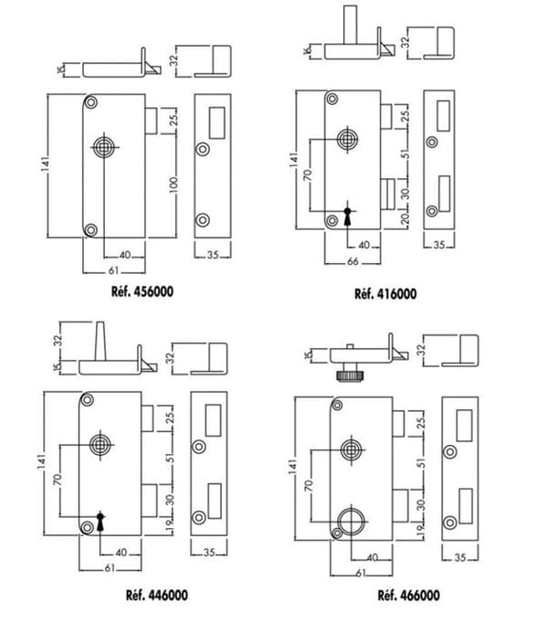 Extra platt följelås 4G 2 nycklar 40 höger cylinder - JPM - 416000-01-1Y