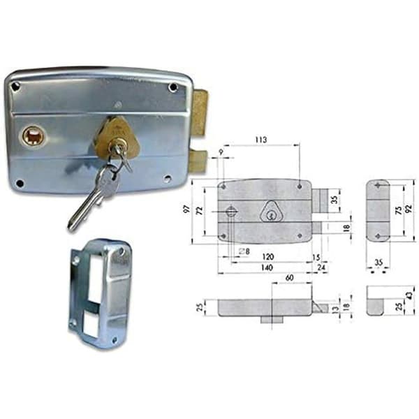 Cylinderlås för CISA-dörr - 150471601 - Ingång 60mm - Genomgående handtagsram - Höger hand