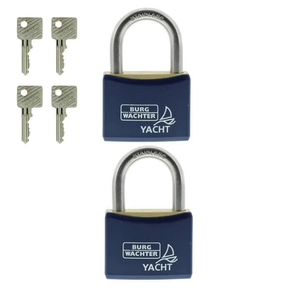 Set med 2 hänglås - BURG WACHTER - DUO 460 Ni 40 SB - Marint rostfritt stål, dubbellåsning
