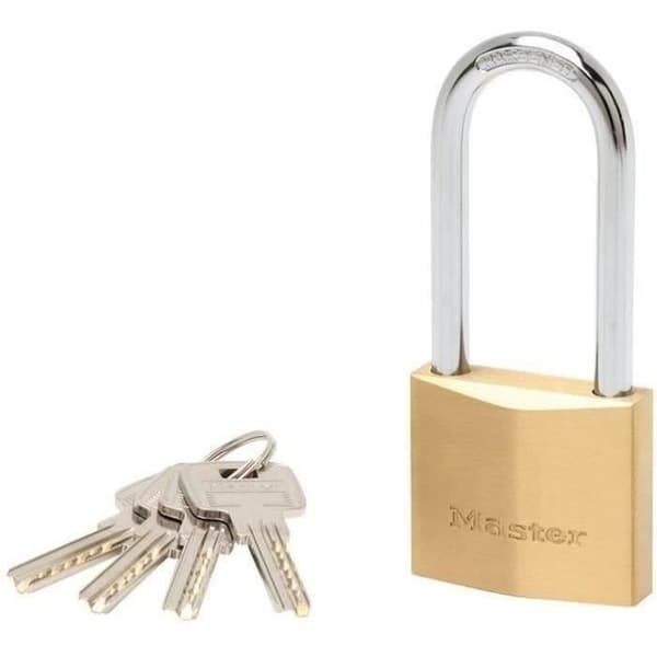 MASTER LOCK mässingshänglås - 64 mm bygel - Dubbellåsning - 4 nycklar ingår