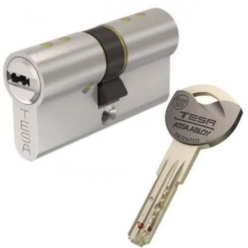 Säkerhetscylinder - Tesa - TX80 - Nickel - Vändbar - Nyckelskydd