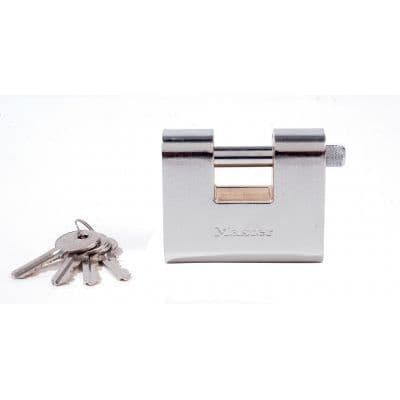 80 mm bepansrat stålhänglås - MASTER LOCK - Mässingskropp - 11 mm bygel - 4 nycklar