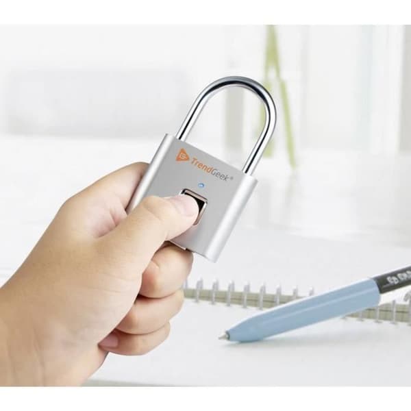 TrendGeek 4910 Hänglås - Silver - Biometriskt fingeravtryckslås - Strykhöjd 35 mm