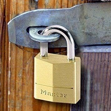 30 mm halvöppningsbart mässingshänglås - MASTER LOCK - Set om 4 - Gul - Nyckel - Schackeldiameter 5 mm