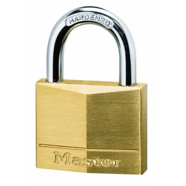 30 mm halvöppningsbart mässingshänglås - MASTER LOCK - Set om 4 - Gul - Nyckel - Schackeldiameter 5 mm
