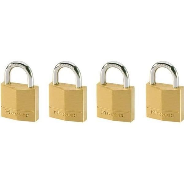 30 mm halvöppningsbart mässingshänglås - MASTER LOCK - Set om 4 - Gul - Nyckel - Schackeldiameter 5 mm