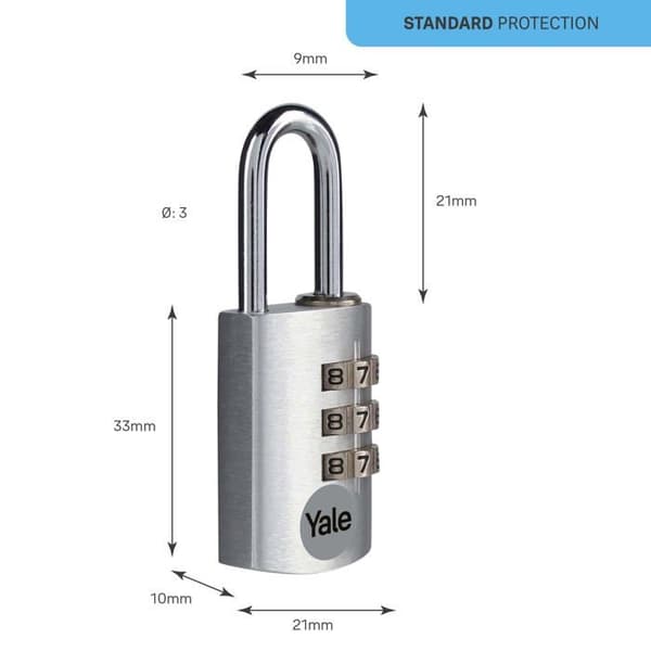 Yale hänglås - YE3CB/20/121/2/S - YE3B/32/116/1/BK Aluminium hänglås 32 mm Svart 32 mm