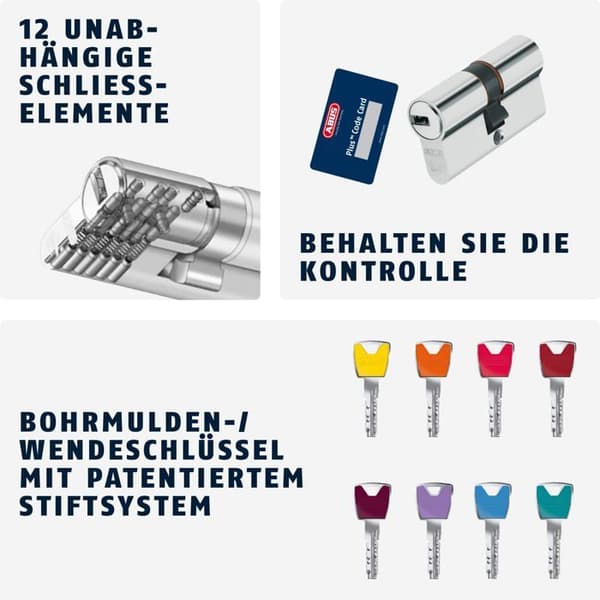 Lås - pipa - cylinder - Abus lås - 73748 - XP20SN 45/70 Dörrcylinder, Silver, Set med 5 delar