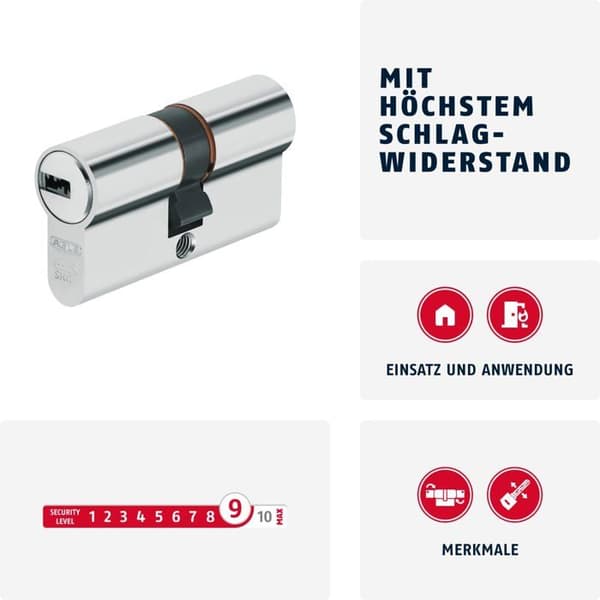 Lås - pipa - cylinder - Abus lås - 73748 - XP20SN 45/70 Dörrcylinder, Silver, Set med 5 delar