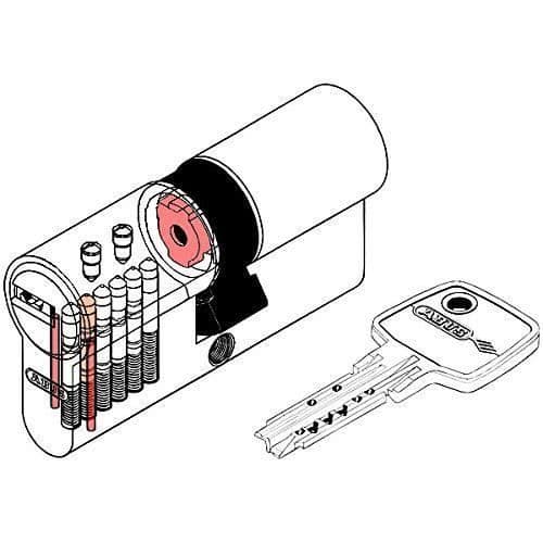 Abus EC-SNP 45/45 urkopplingsbar cylinder för ytterdörrar/lägenhetsingångar, matt nickelpläterad, 45/45 mm - 45009