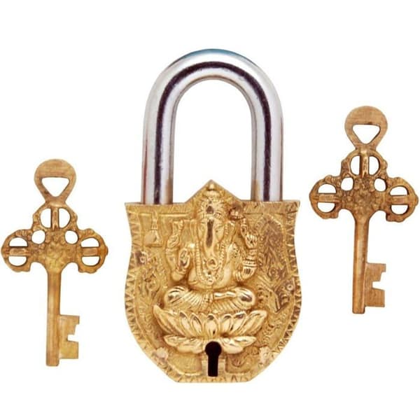 Cadenas Purpledip - 10005 - Handgjord gammal bronslås med Ganesh-mönster ()