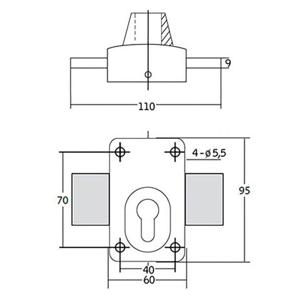 Lås för europeisk profilcylinder X5 IFAM - Standard - 2 ingångar - Matt - 110mm - Säkerhetsnivå 6