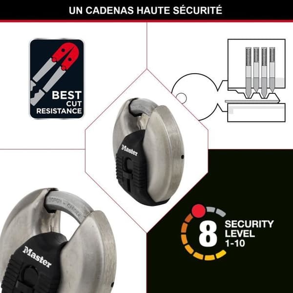 Set med 2 skivhängslås - MASTER LOCK - M40EURT - Rostfritt stål - 70 mm