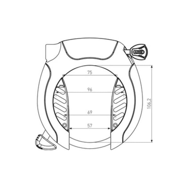 Cykellås med ring - Abus - Pro Shield XPlus 5955 - Svart - ART2 - Skydd 9/15