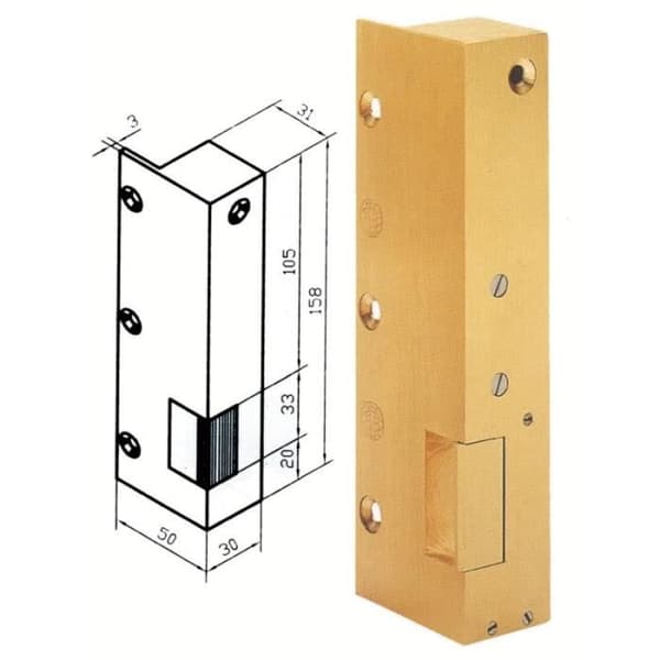 Gâche - BEUGNOT - N10 - Vit - Enkel stjärt - 12V AC/DC - 158x30mm
