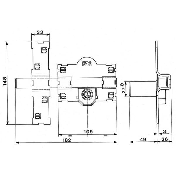 Verrou Fac 101-l/105-p cylinder 70