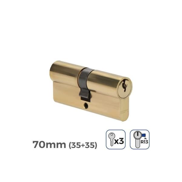 Dörrcylinder 70mm kort kam R13 - GENERISK - 5 nycklar ingår