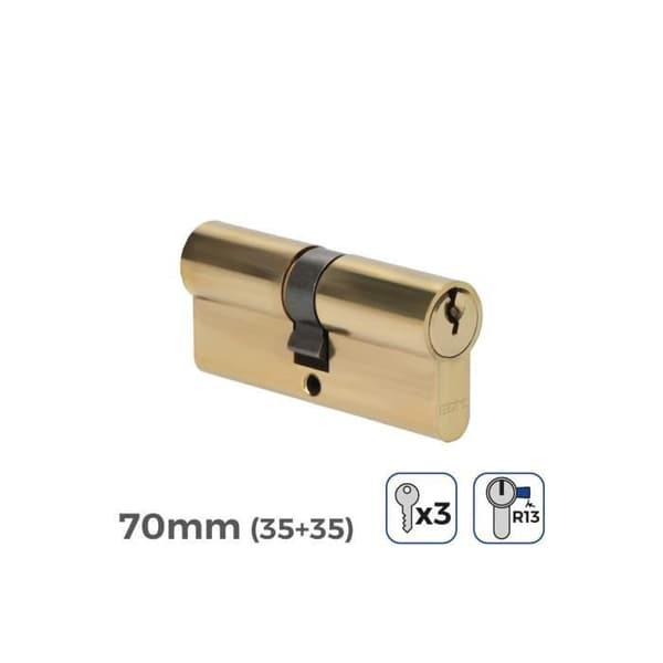 Dörrcylinder 70mm kort kam R13 - GENERISK - 5 nycklar ingår
