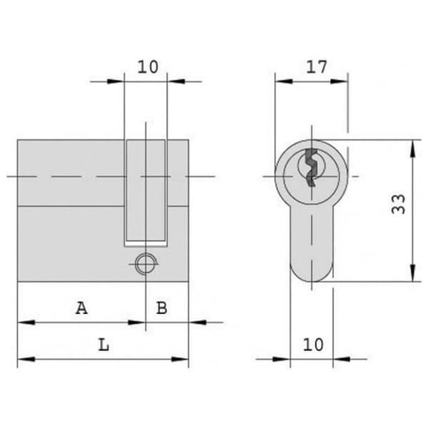 CISA 08030.03.0 - Cylinder 40 - 10 Mässing L-15 08030.03.0