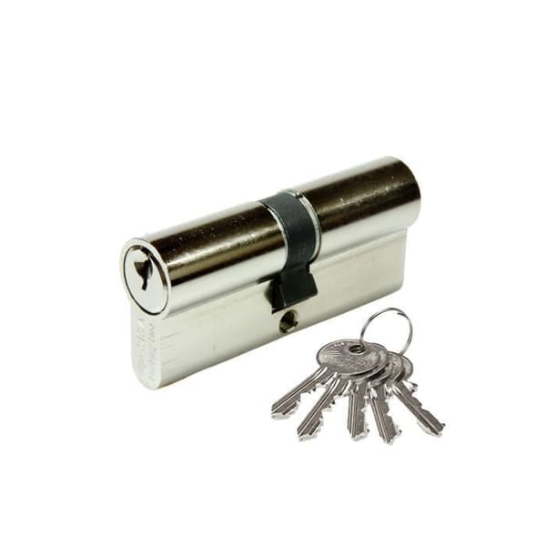Cylindrisk lås - GENERISK - 35x35 mm - Nickelfinish - 6 stift - 5 reversibla nycklar