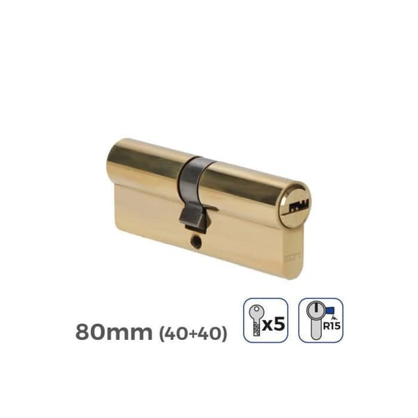 Dörrcylinder - GENERISK - 80mm - Halvcylinder - 5 säkerhetsnycklar - Nickelpläterad