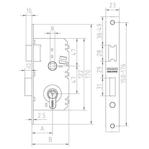 MÄSSING LOCKING MORTISE 35MM 235AN311 2501 MCM