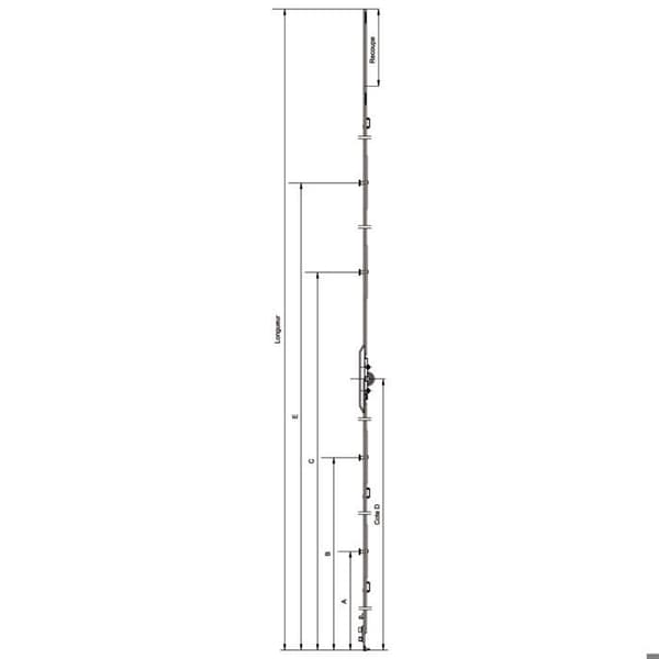 Crémone för oscilobattent F7,5 DF L1190 D500 - FERCO - G-22025-00-0-1