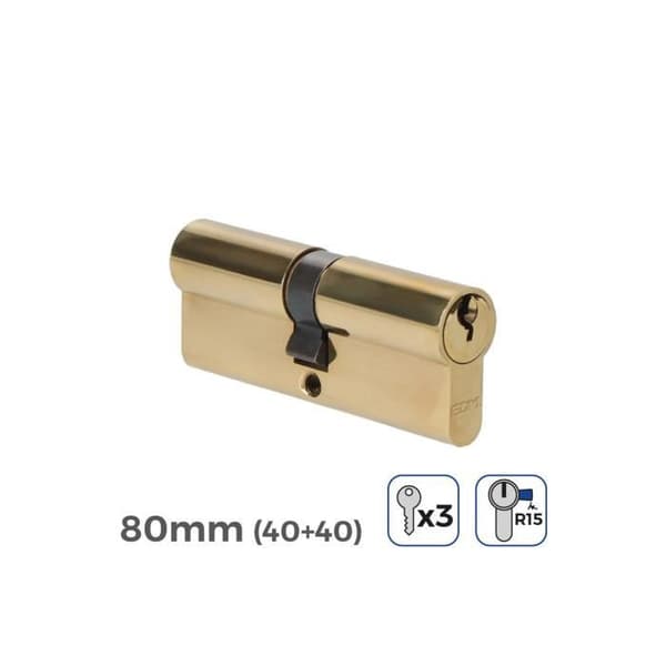 GENERISK - Dörrcylinder 80mm (40+40MM) Kambredd R15 3 nycklar ingår Edm