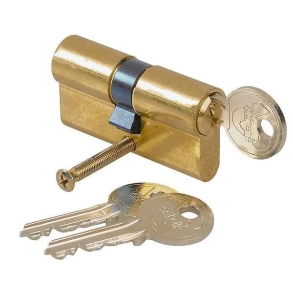 Europeisk cylinder VACHETTE - mässing - 35x35 mm - Med nyckel - Polerad - Anti-bypass skydd