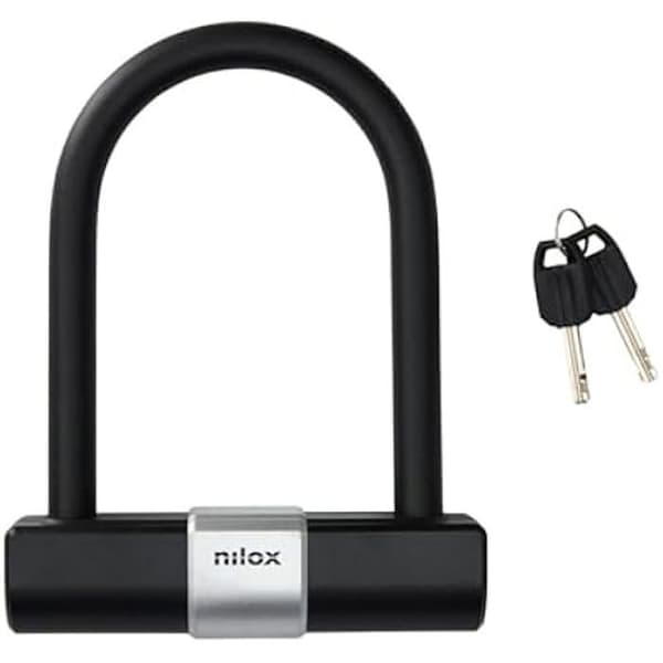 Nilox U-Shape cykelkedja, cykelskyddskedja, högkvalitativ kabel, rep- och skärtålig, 2 nycklar